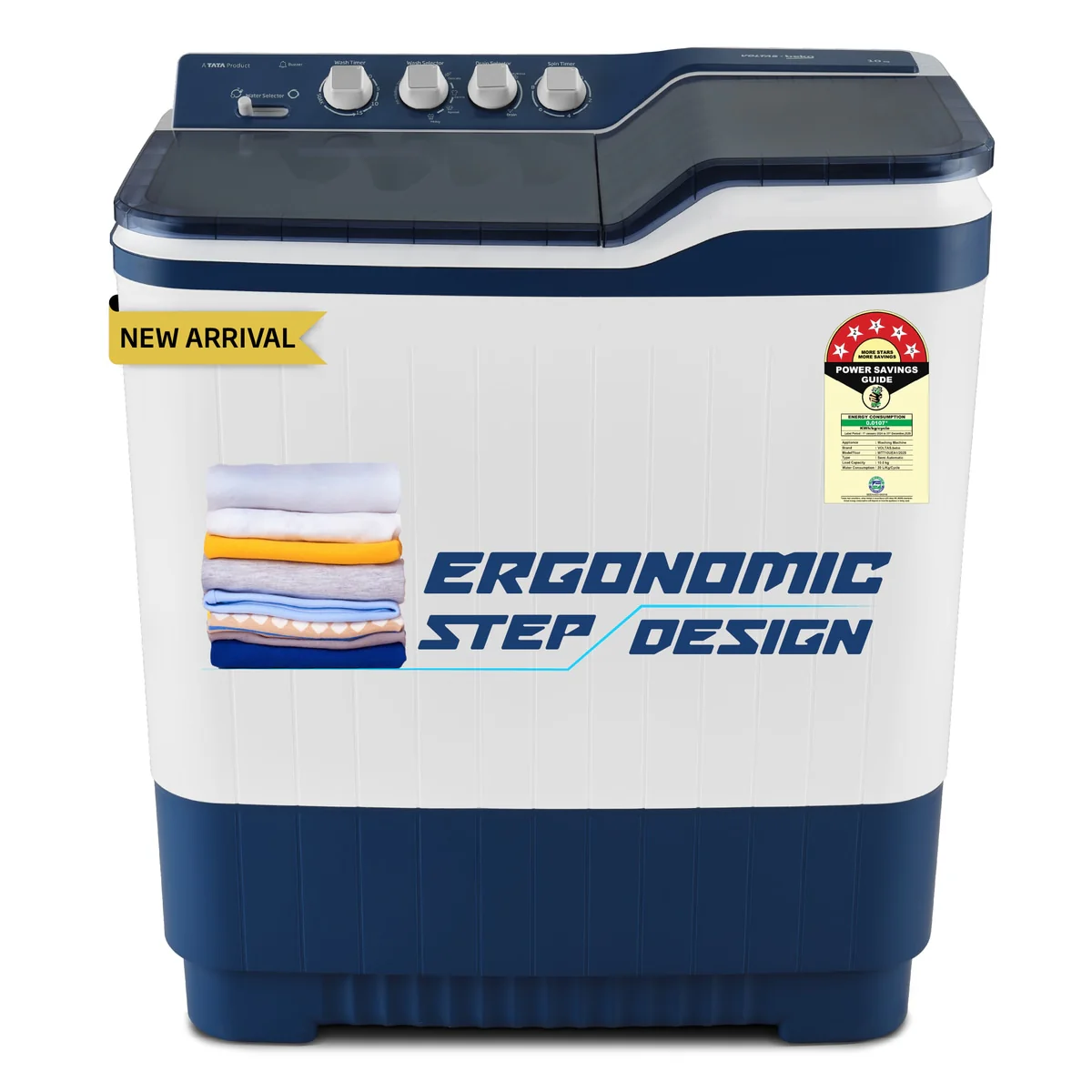 10 Kg Semi Automatic Washing Machine ( WTT10UEA,Blue) , Voltas Beko, A Tata Product