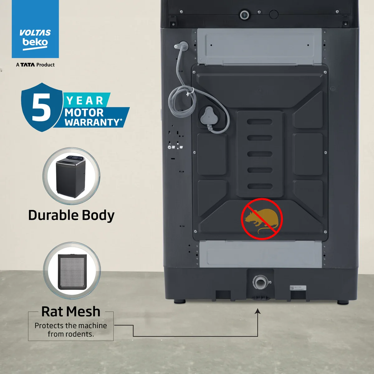 11 Kg 5 Star Fully-Automatic Top Loading Washing Machine (WTL1106UEAH / OBS3060, Dark Grey, Inbuilt Heater) , Voltas Beko, A Tata Product - Image 13