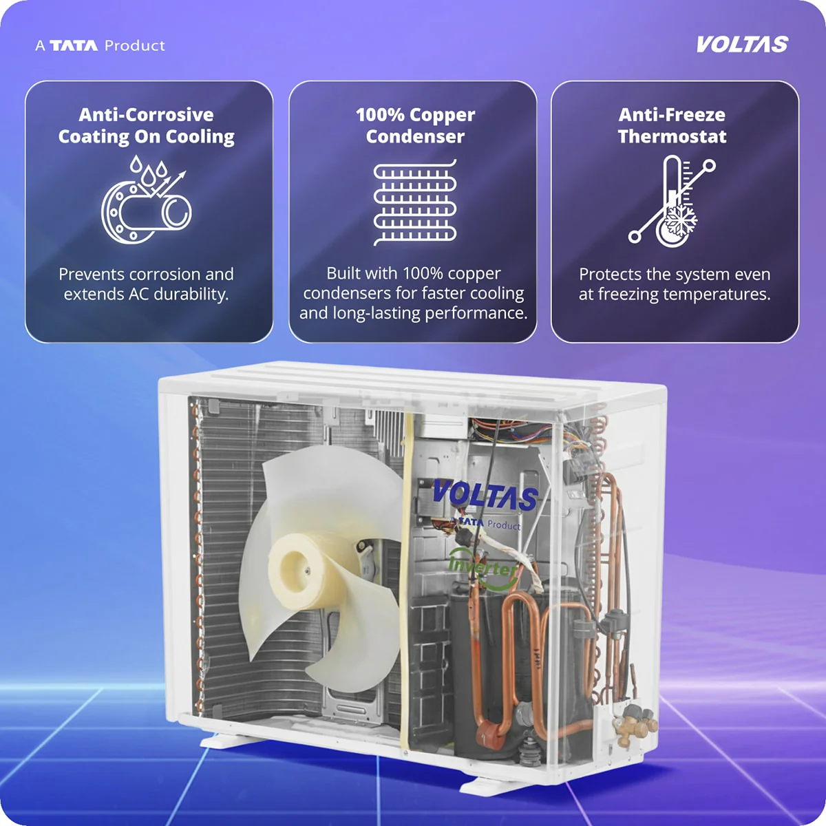 Voltas Split Air Conditioner, 1.5 Ton, 3 Star - 183INV Vertis Zephyr Gold - Image 15