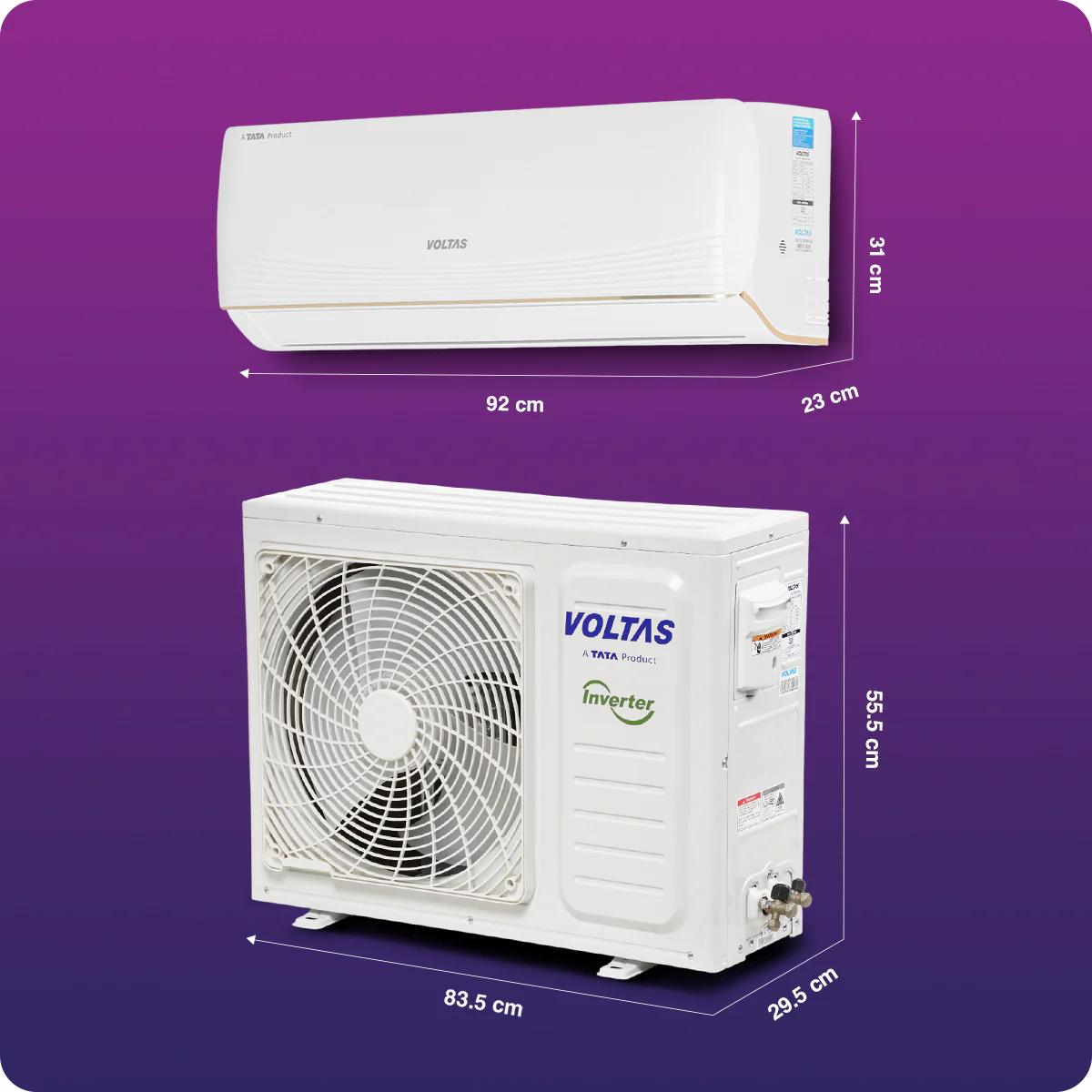 Voltas Split Air Conditioner, 1 Ton, 5 star - 125INV Vertis AI Zest Gold - Image 12