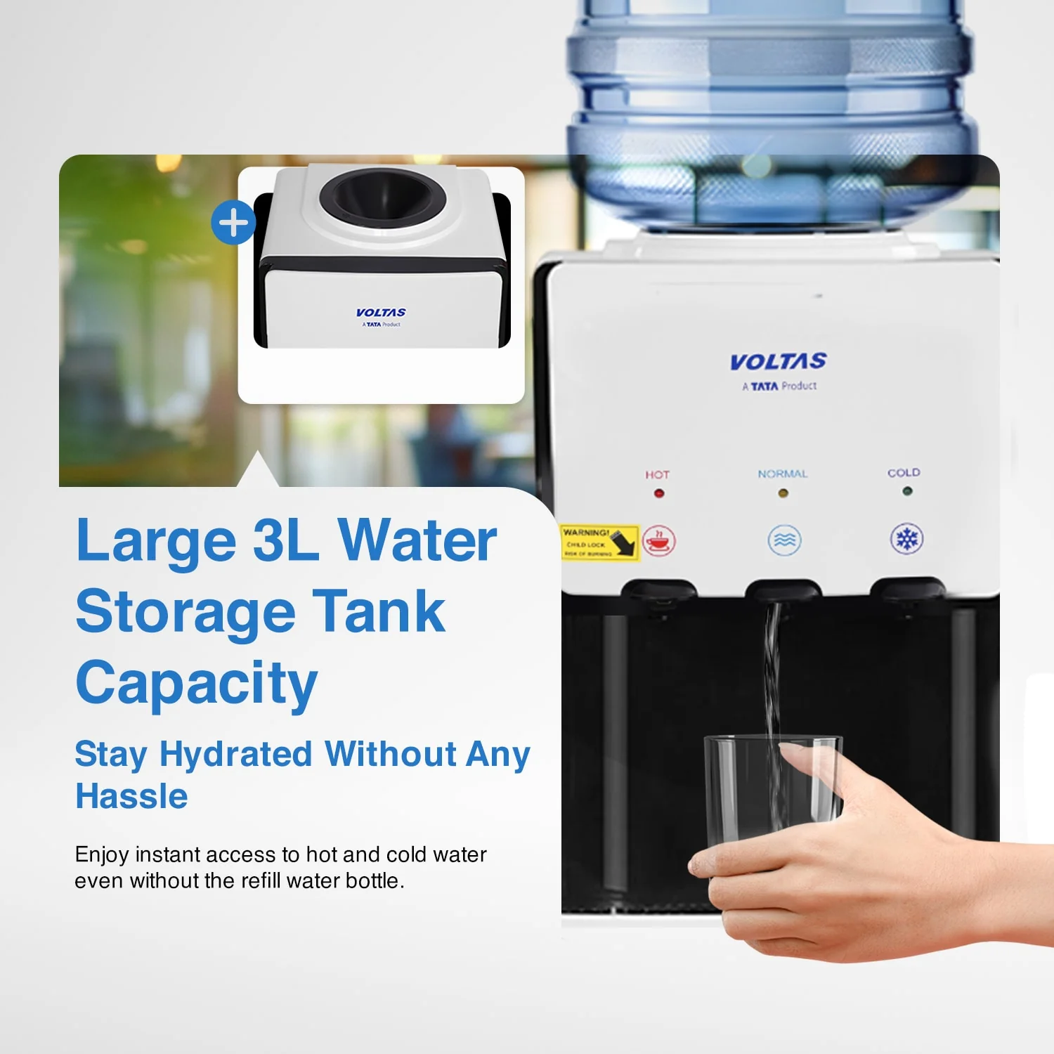 Voltas Water Dispenser ISI Mark Minimagic Spring FV + White [With Storage Cabinet only] - Image 5